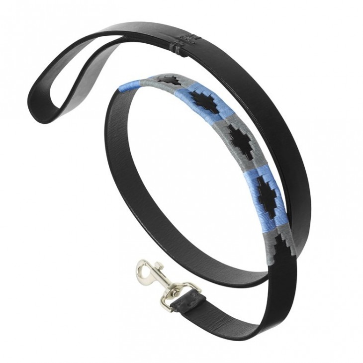 Leather Dog Lead "Black & Blue"