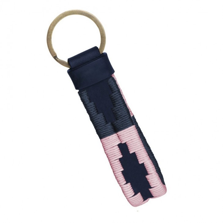 Leather Keyring "Blue & Pink"